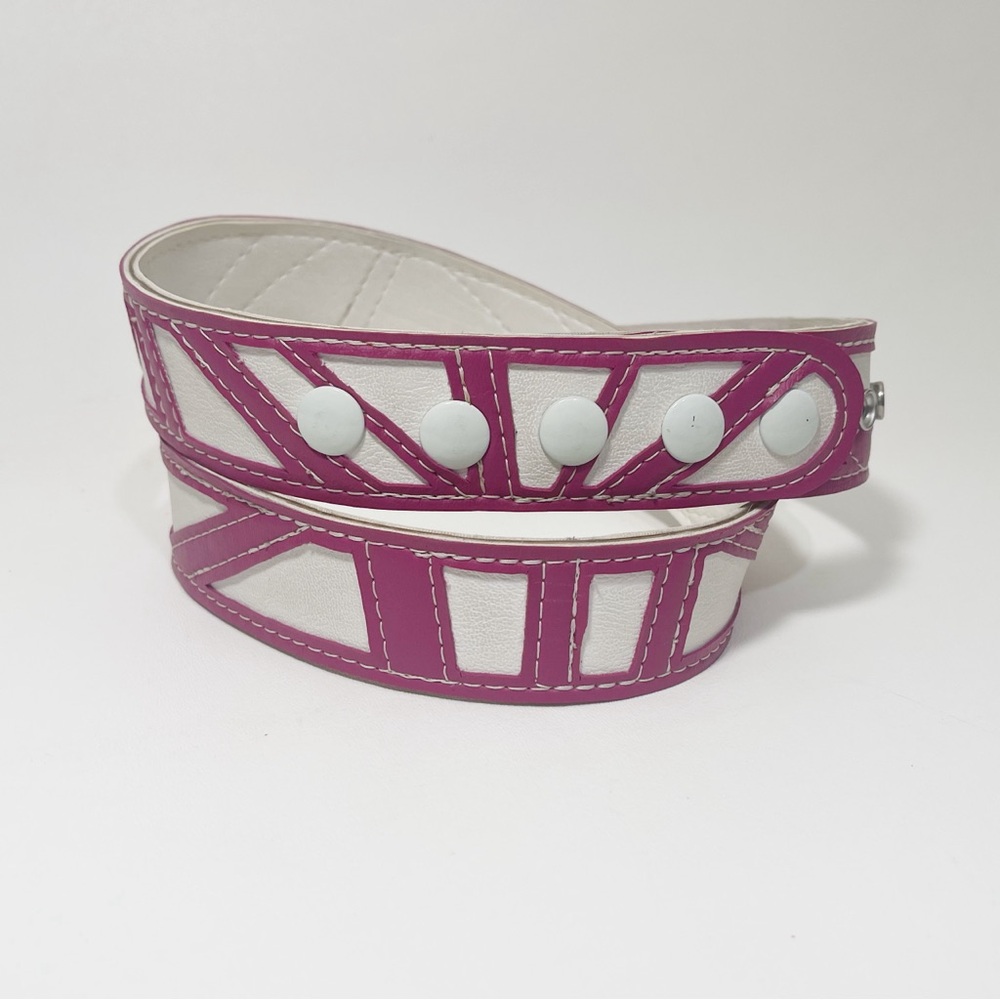 Handmade Adjustable Vinyl Belt with SS Snaps and Decorative Stitching